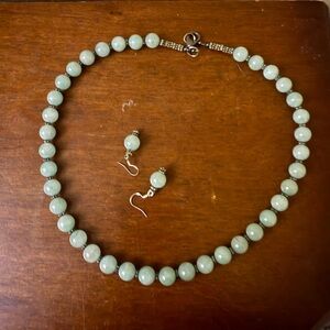 Elegant Green Beaded Necklace and Earring Set